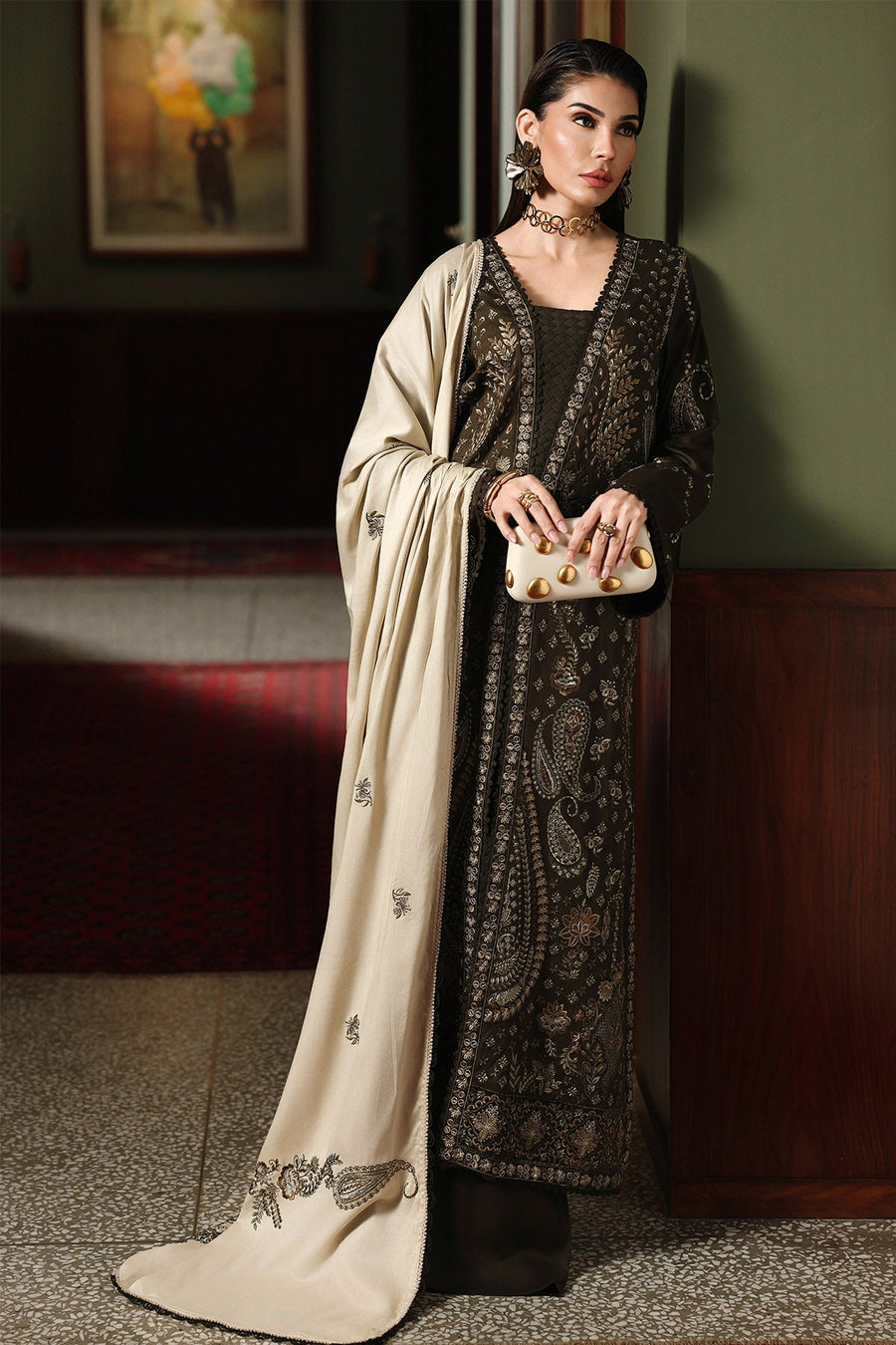 NUREH Exclusive Luxury Embroidered Marina Unstitched 3Pc Suit NE-276