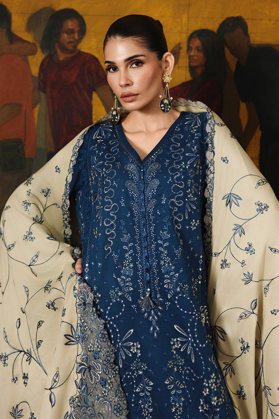 NUREH Exclusive Luxury Embroidered Marina Unstitched 3Pc Suit NE-277