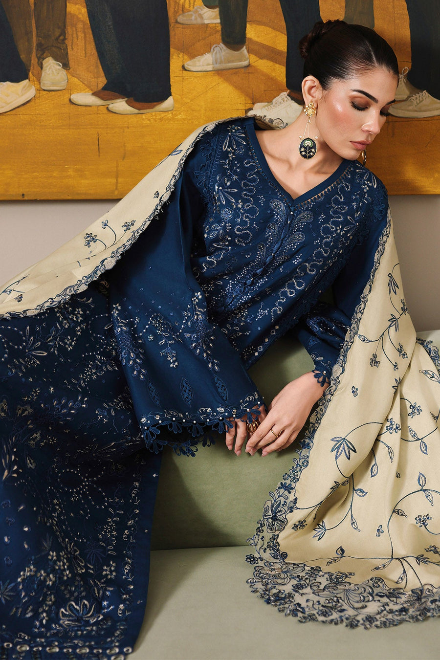 NUREH Exclusive Luxury Embroidered Marina Unstitched 3Pc Suit NE-277