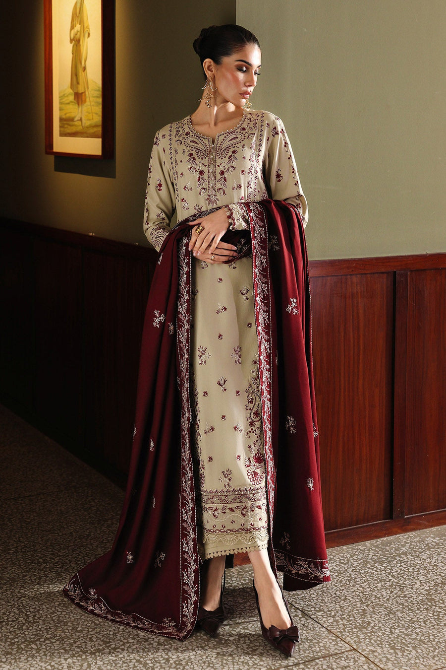 NUREH Exclusive Luxury Embroidered Marina Unstitched 3Pc Suit NE-278