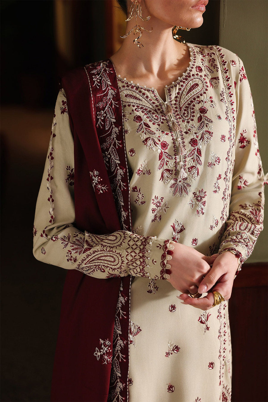 NUREH Exclusive Luxury Embroidered Marina Unstitched 3Pc Suit NE-278