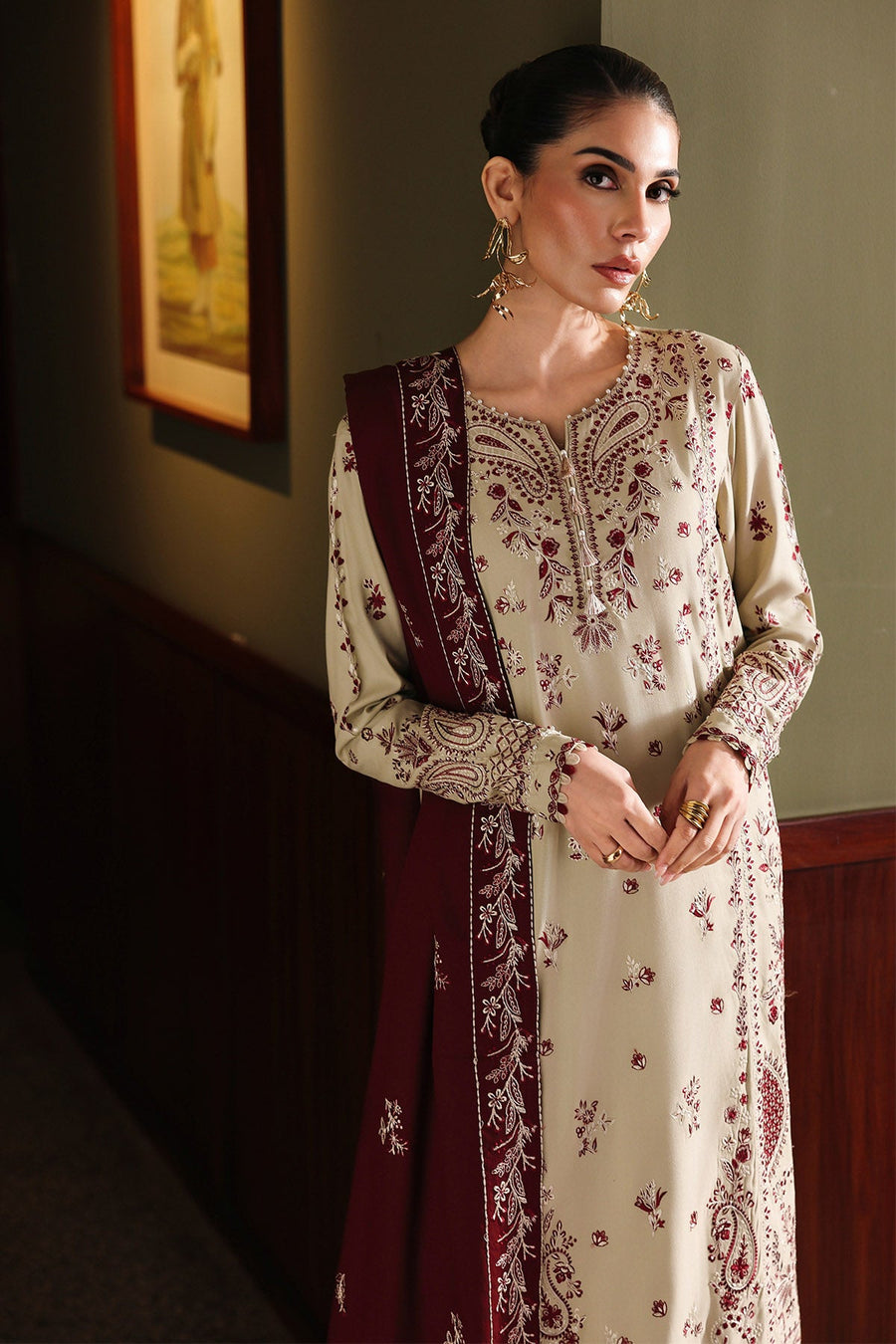 NUREH Exclusive Luxury Embroidered Marina Unstitched 3Pc Suit NE-278