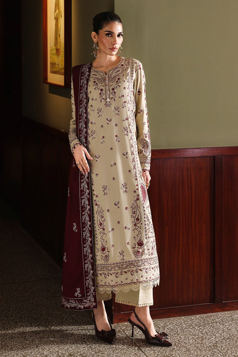 NUREH Exclusive Luxury Embroidered Marina Unstitched 3Pc Suit NE-278