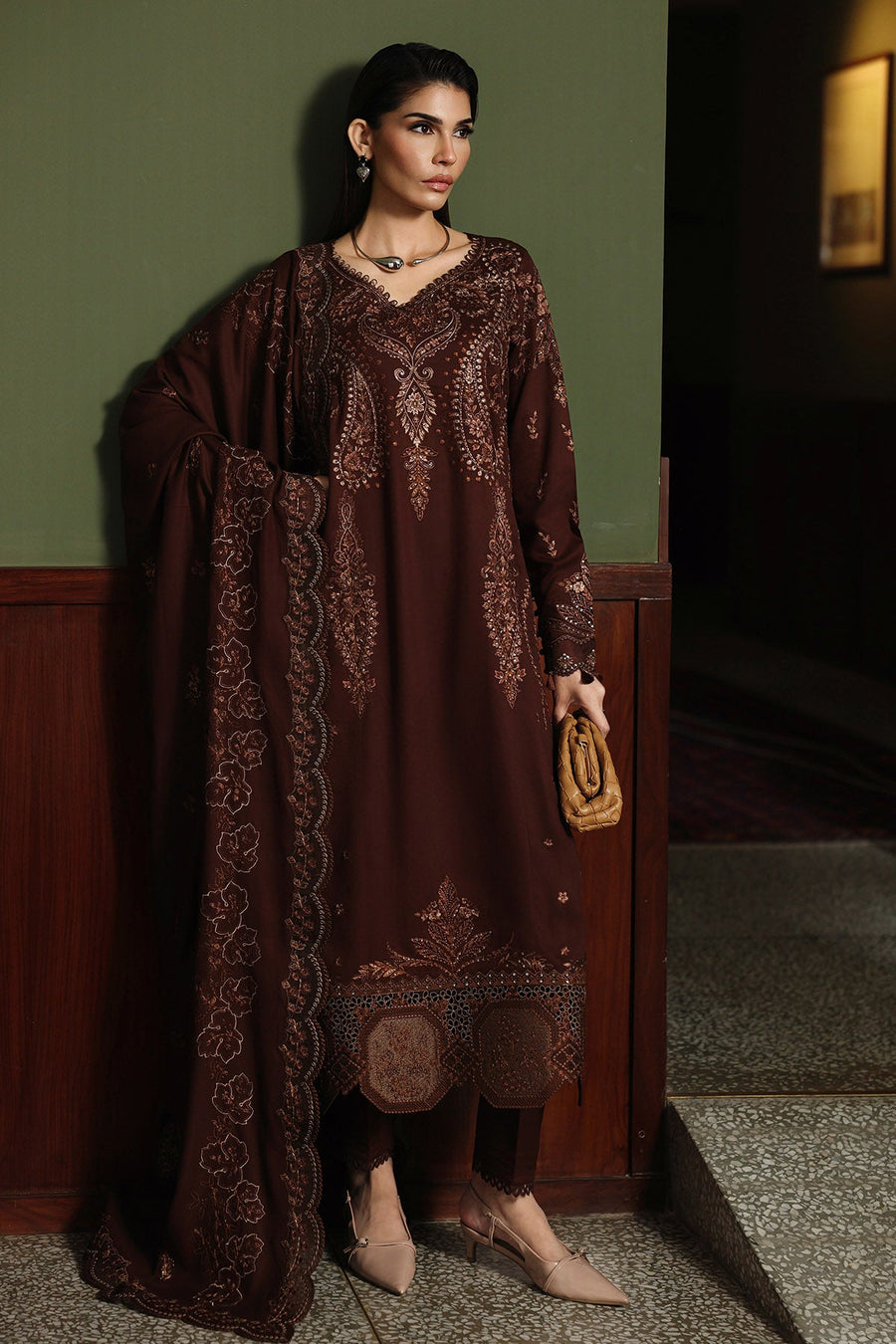 NUREH Exclusive Luxury Embroidered Marina Unstitched 3Pc Suit NE-279