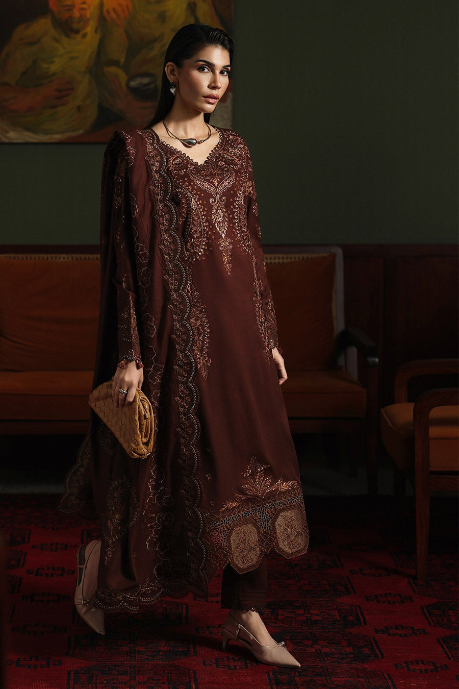 NUREH Exclusive Luxury Embroidered Marina Unstitched 3Pc Suit NE-279