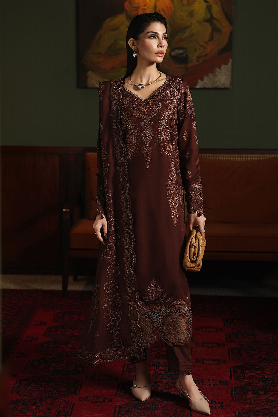 NUREH Exclusive Luxury Embroidered Marina Unstitched 3Pc Suit NE-279