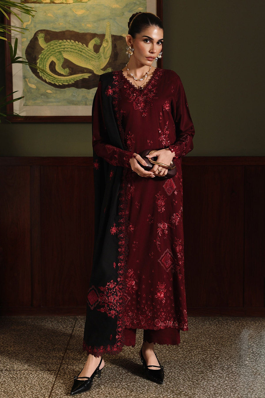 NUREH Exclusive Luxury Embroidered Marina Unstitched 3Pc Suit NE-280