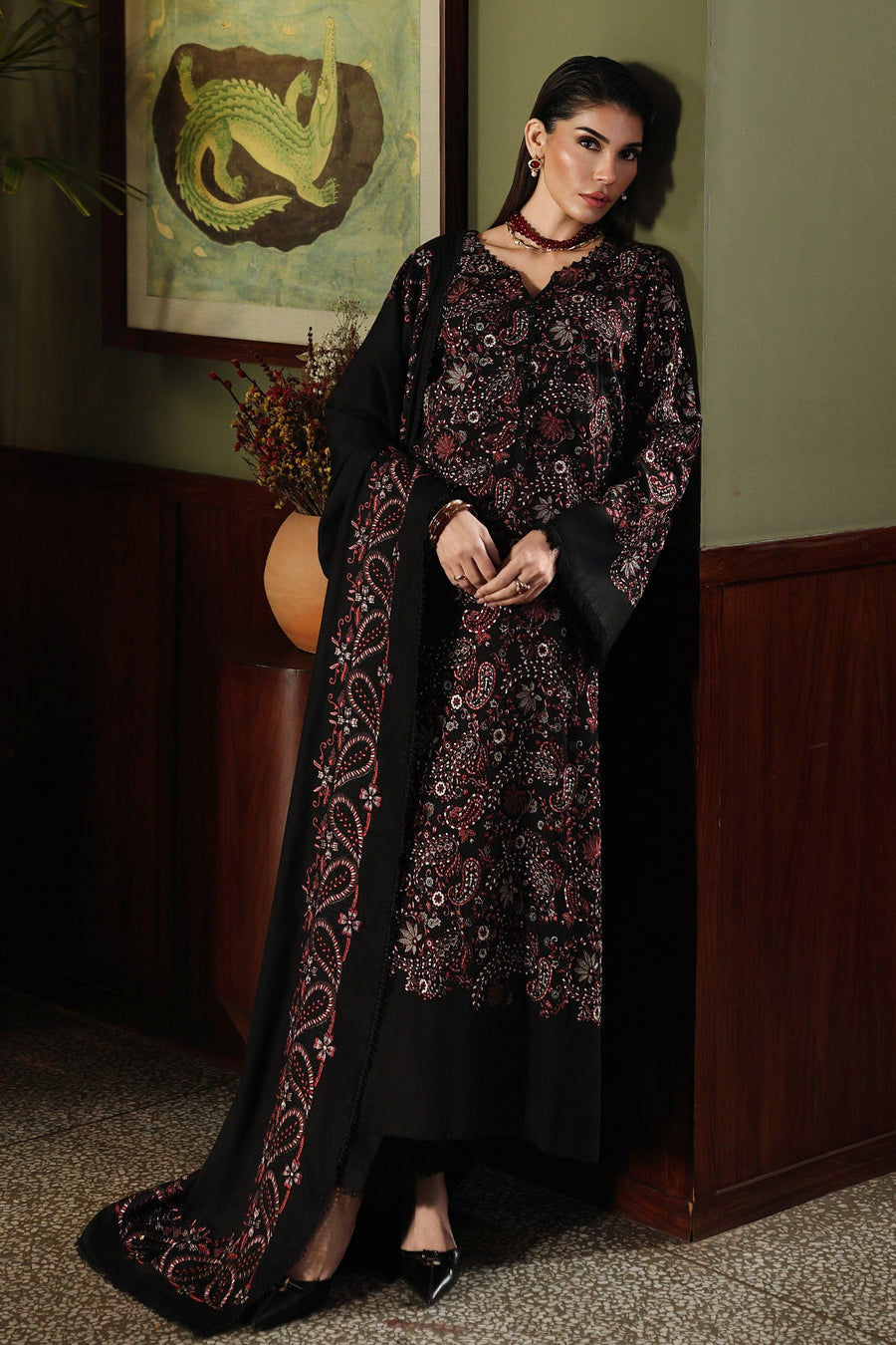 NUREH Exclusive Luxury Embroidered Marina Unstitched 3Pc Suit NE-281