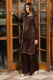 NUREH Exclusive Embroidered Leather Peach Unstitched 3Pc Suit NE-285