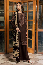 NUREH Exclusive Embroidered Leather Peach Unstitched 3Pc Suit NE-285