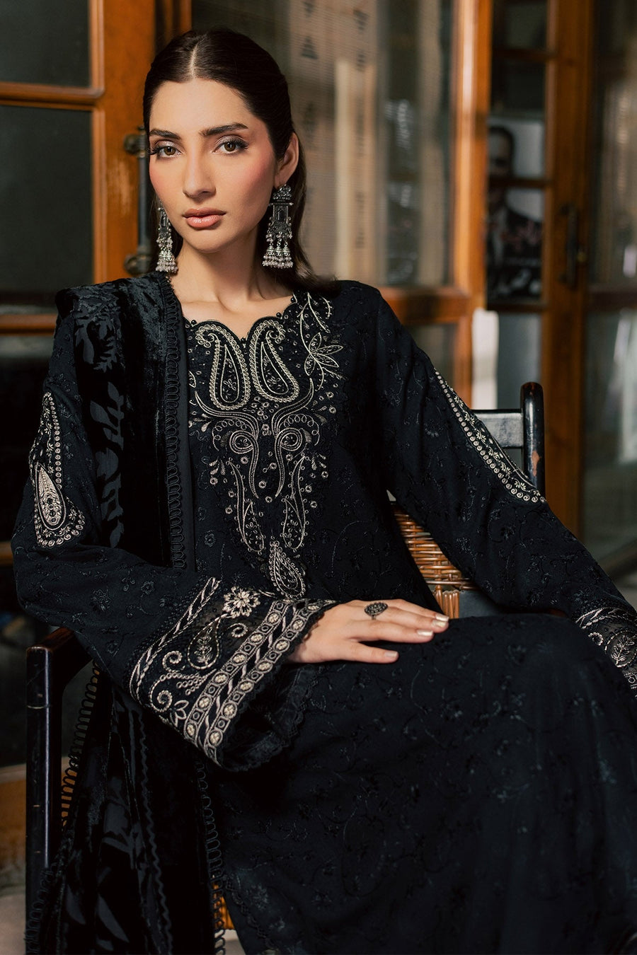 NUREH Exclusive Embroidered Leather Peach Unstitched 3Pc Suit NE-287