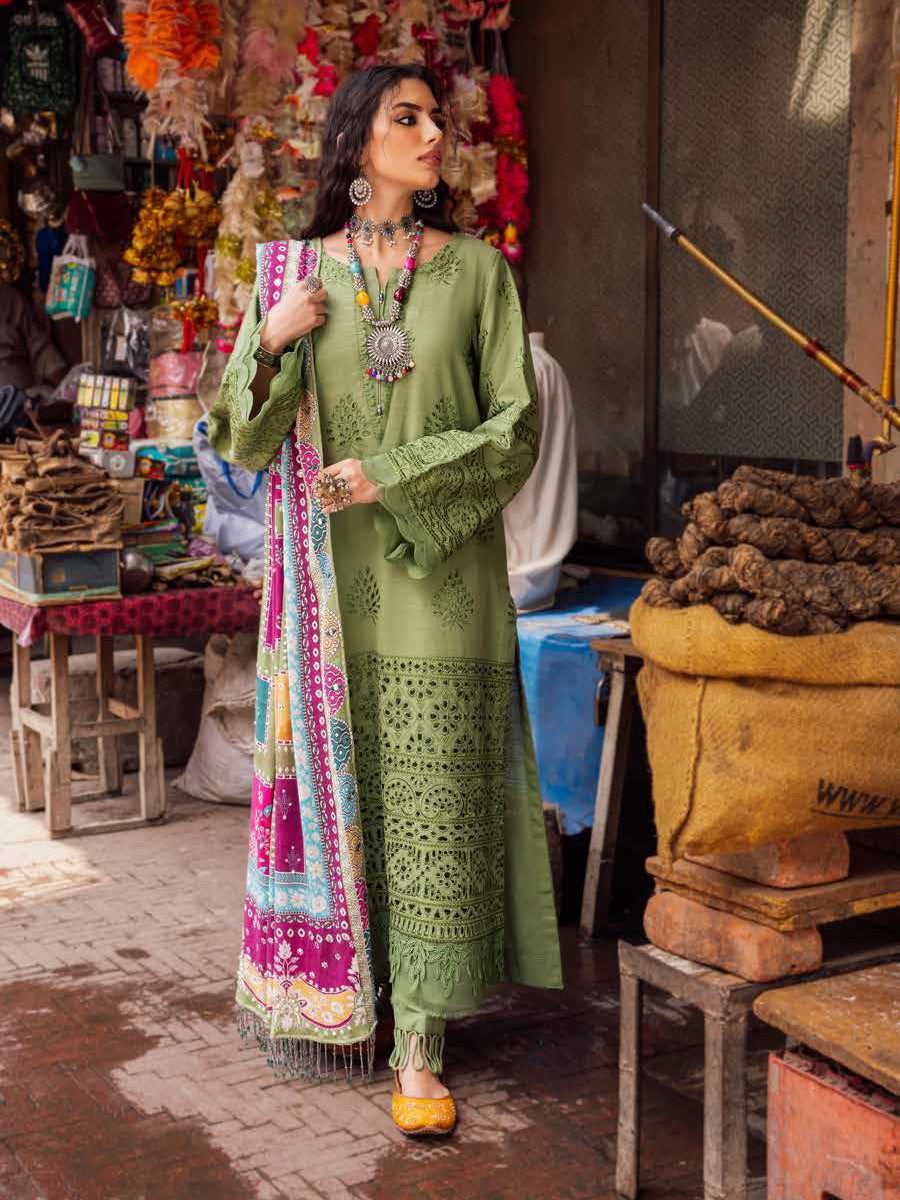 NUREH Bazaar Embroidered Chikankari Khaddar Unstitched 3Pc Suit NE-48