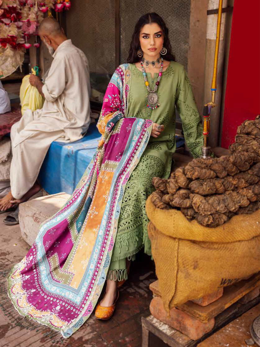 NUREH Bazaar Embroidered Chikankari Khaddar Unstitched 3Pc Suit NE-48