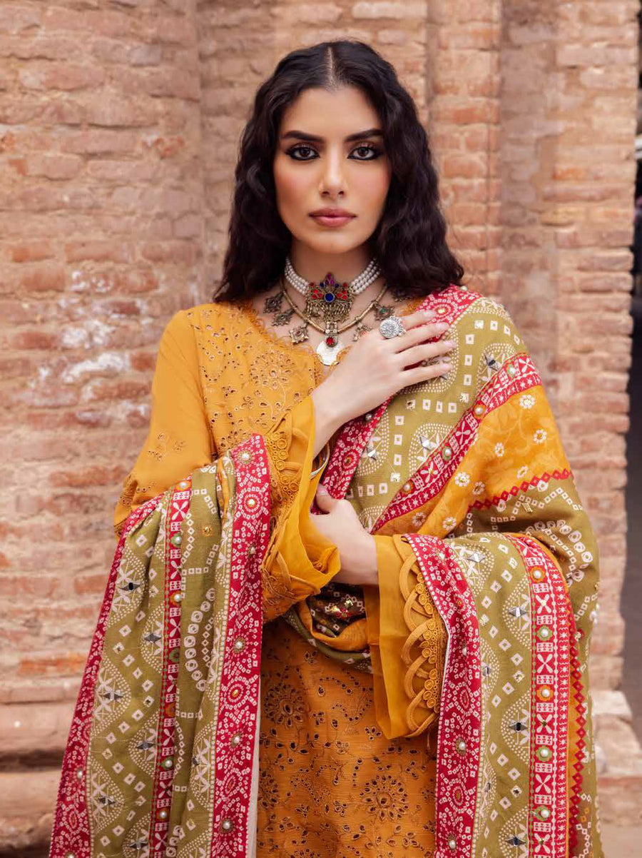 NUREH Bazaar Embroidered Chikankari Khaddar Unstitched 3Pc Suit NE-49