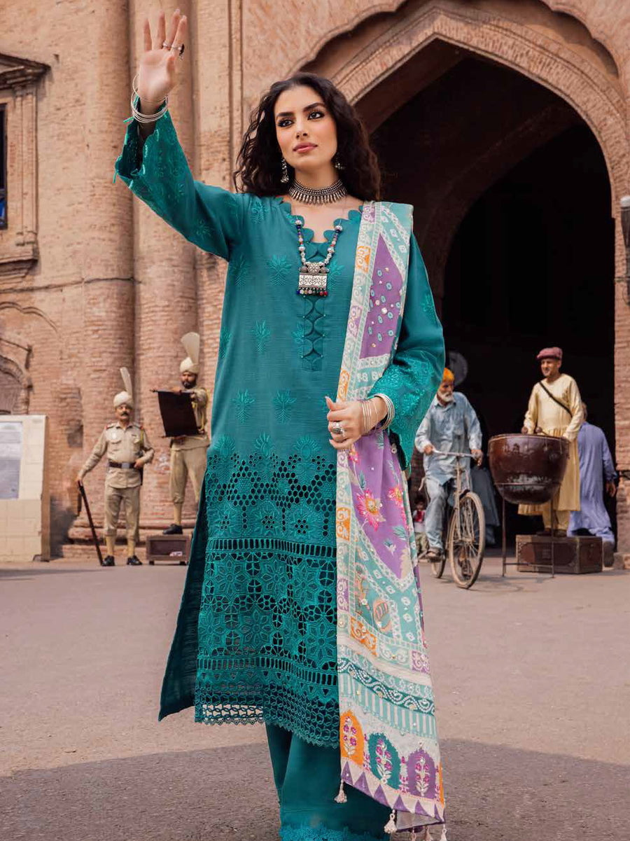NUREH Bazaar Embroidered Chikankari Khaddar Unstitched 3Pc Suit NE-51