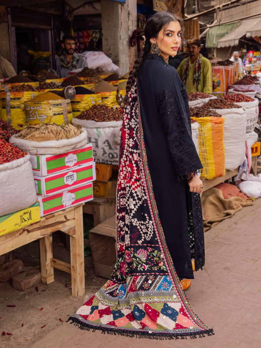NUREH Bazaar Embroidered Chikankari Khaddar Unstitched 3Pc Suit NE-52