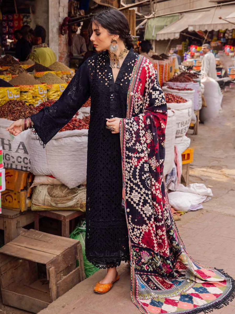 NUREH Bazaar Embroidered Chikankari Khaddar Unstitched 3Pc Suit NE-52