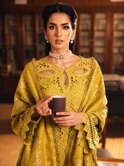 NUREH Exclusive Unstitched Embroidered Leather Peach 3Pc Suit NE-53