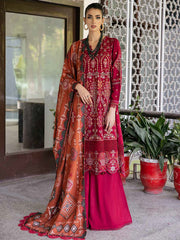 NUREH Exclusive Unstitched Embroidered Leather Peach 3Pc Suit NE-56