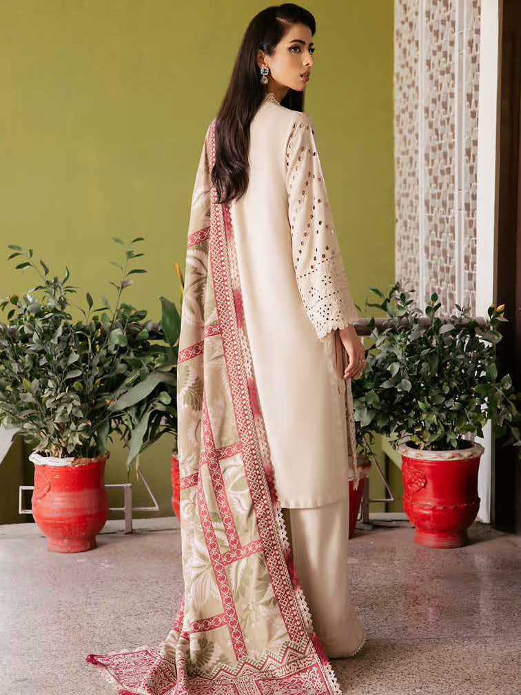 NUREH Exclusive Unstitched Embroidered Leather Peach 3Pc Suit NE-58