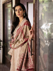 NUREH Exclusive Unstitched Embroidered Leather Peach 3Pc Suit NE-58