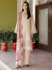 NUREH Exclusive Unstitched Embroidered Leather Peach 3Pc Suit NE-58