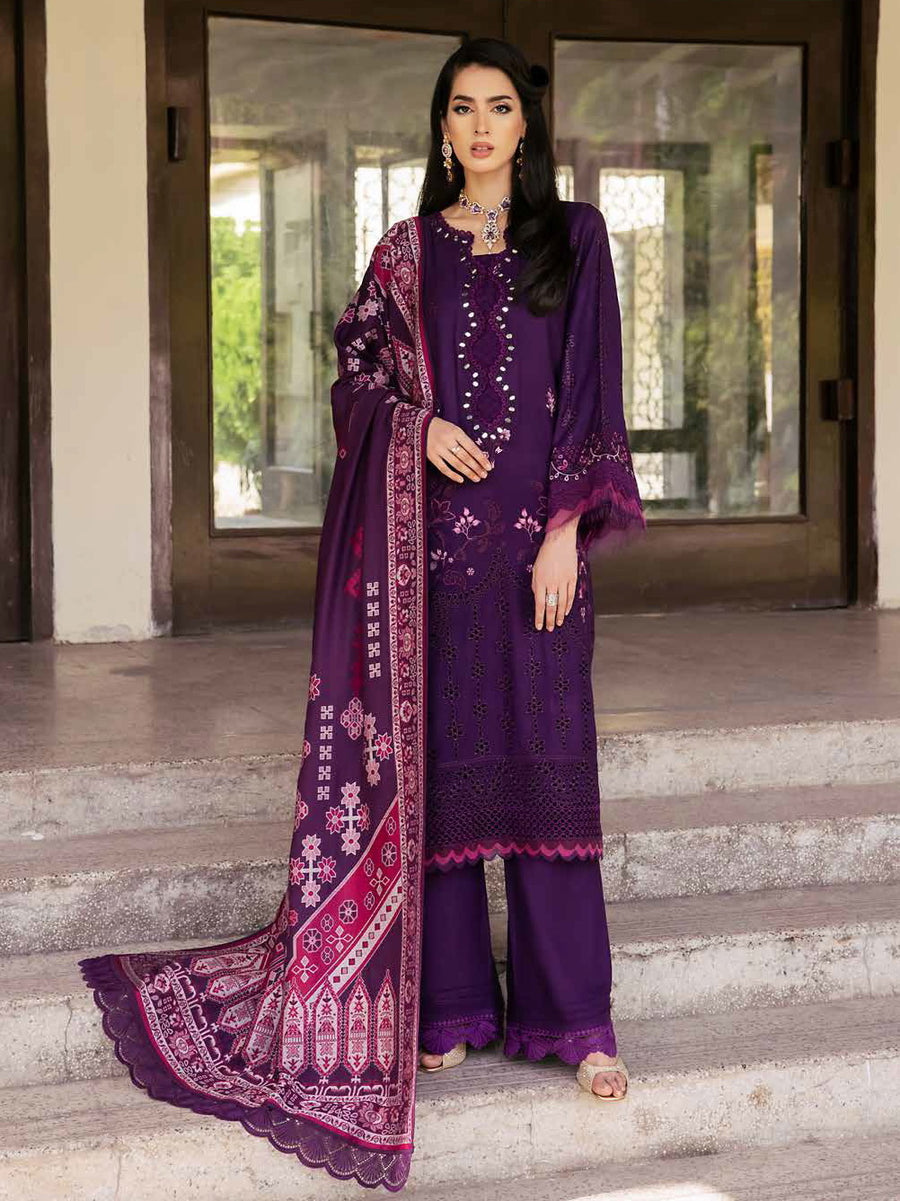 NUREH Exclusive Unstitched Embroidered Leather Peach 3Pc Suit NE-59