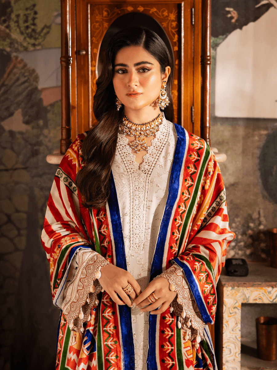 NUREH Exclusive Embroidered Peach Leather Unstitched 3Pc Suit NE-64