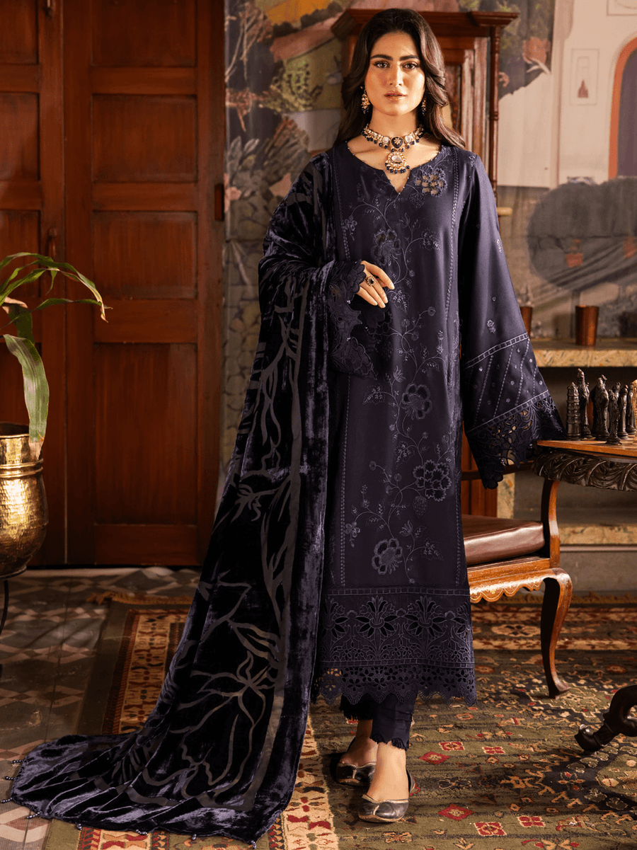 NUREH Exclusive Embroidered Peach Leather Unstitched 3Pc Suit NE-65