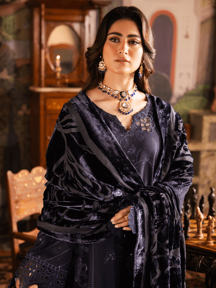 NUREH Exclusive Embroidered Peach Leather Unstitched 3Pc Suit NE-65