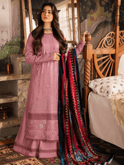 NUREH Exclusive Embroidered Peach Leather Unstitched 3Pc Suit NE-66