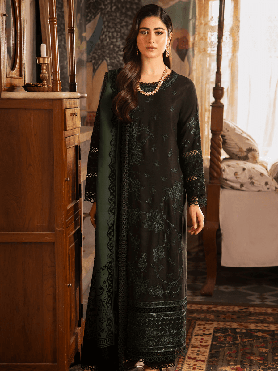 NUREH Exclusive Embroidered Peach Leather Unstitched 3Pc Suit NE-67