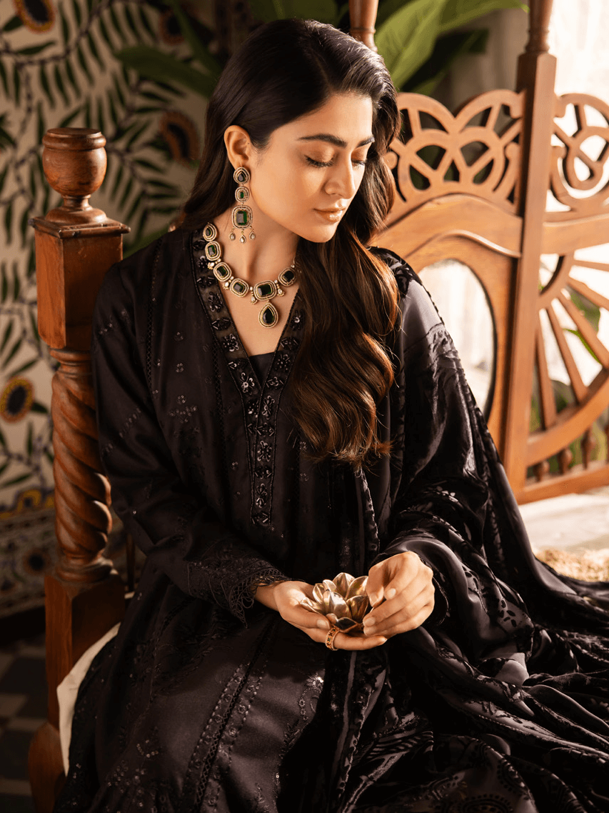 NUREH Exclusive Embroidered Peach Leather Unstitched 3Pc Suit NE-68