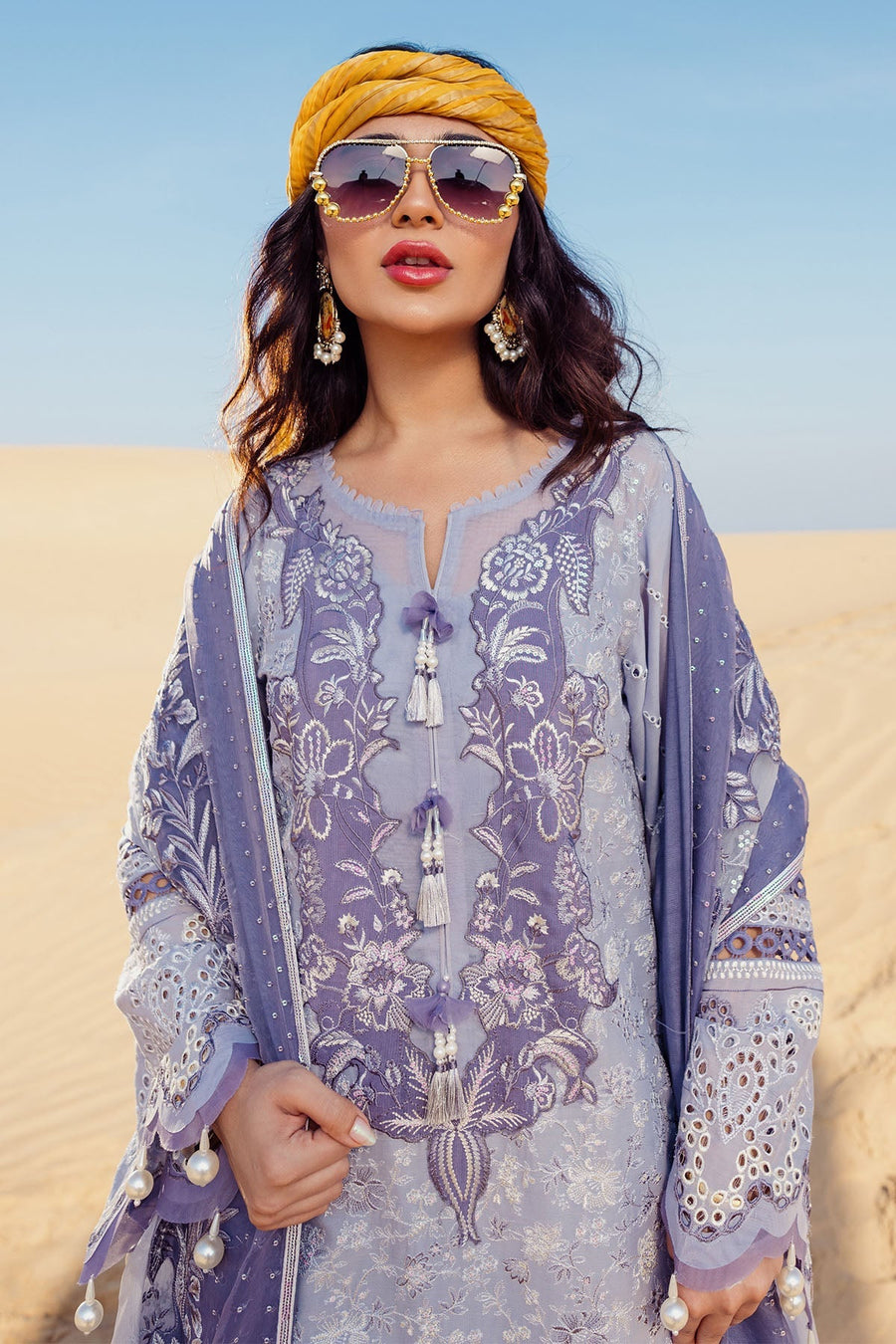 Nureh Sehra Embroidered Swiss Lawn Unstitched 3Pc Suit NE-80 CAMEO