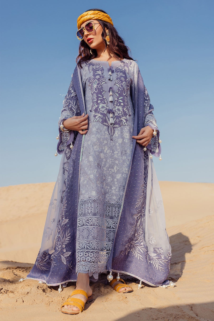 Nureh Sehra Embroidered Swiss Lawn Unstitched 3Pc Suit NE-80 CAMEO