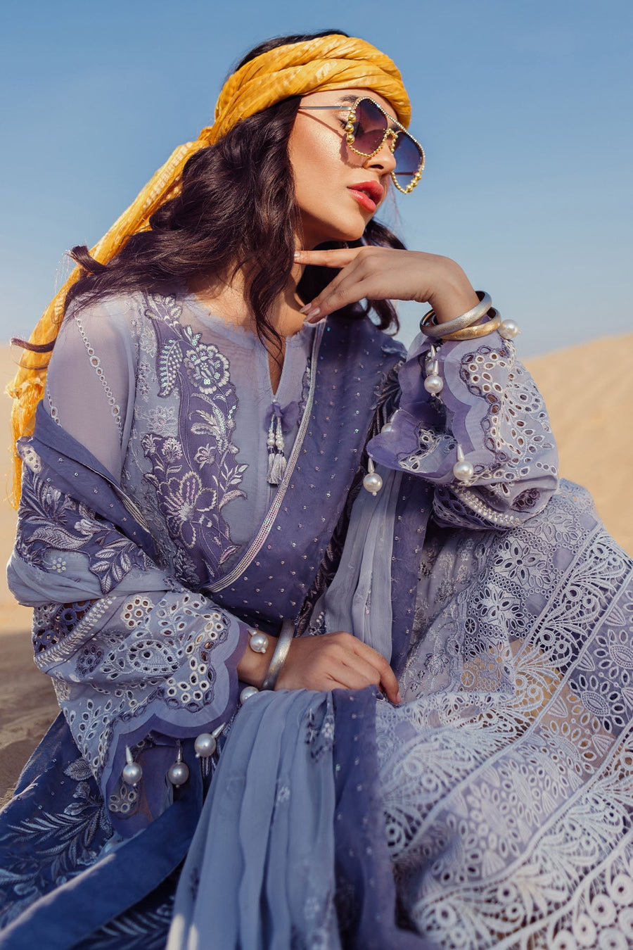 Nureh Sehra Embroidered Swiss Lawn Unstitched 3Pc Suit NE-80 CAMEO