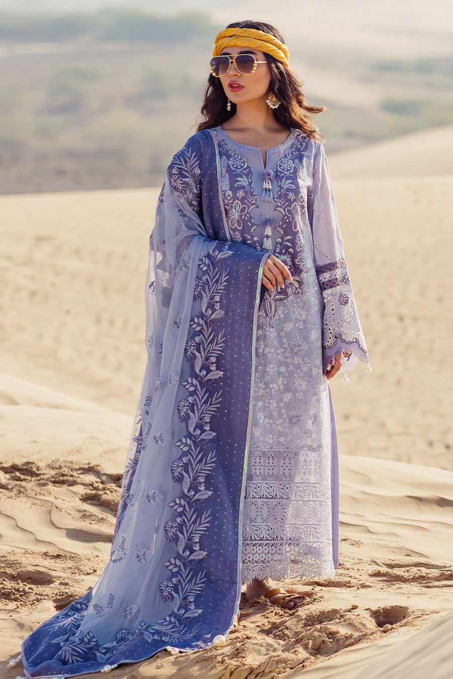 Nureh Sehra Embroidered Swiss Lawn Unstitched 3Pc Suit NE-80 CAMEO