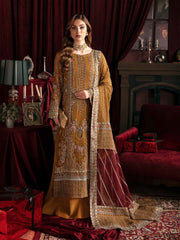 Nureh Elanora Embroidered Chiffon Unstitched 3Pc Suit NEL-37 Crimson