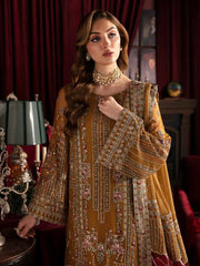 Nureh Elanora Embroidered Chiffon Unstitched 3Pc Suit NEL-37 Crimson