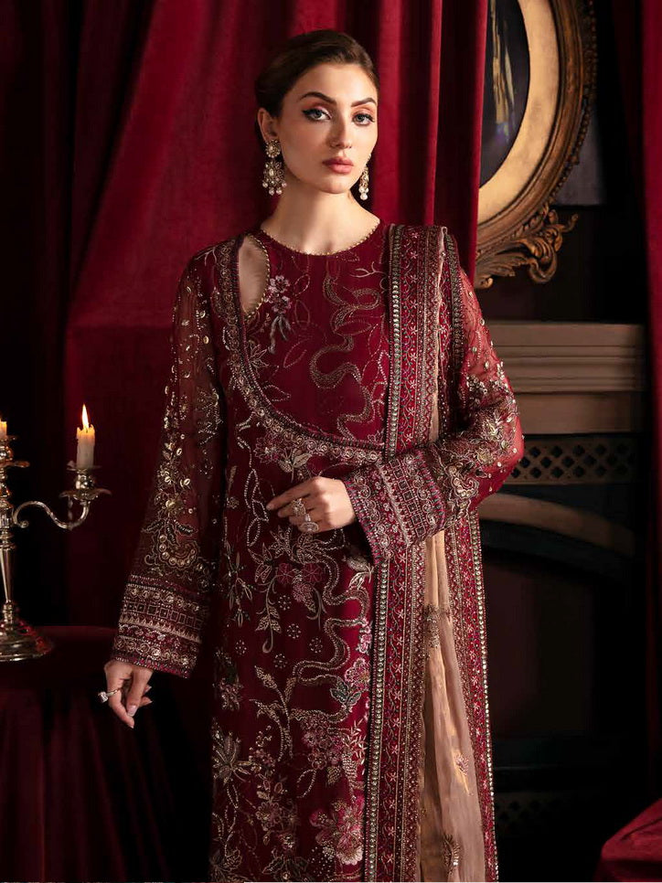 Nureh Elanora Embroidered Chiffon Unstitched 3Pc Suit NEL-39 Soir