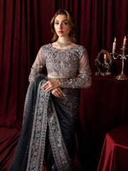 Nureh Elanora Embroidered Net Unstitched 3Pc Suit NEL-40 Starry Nights