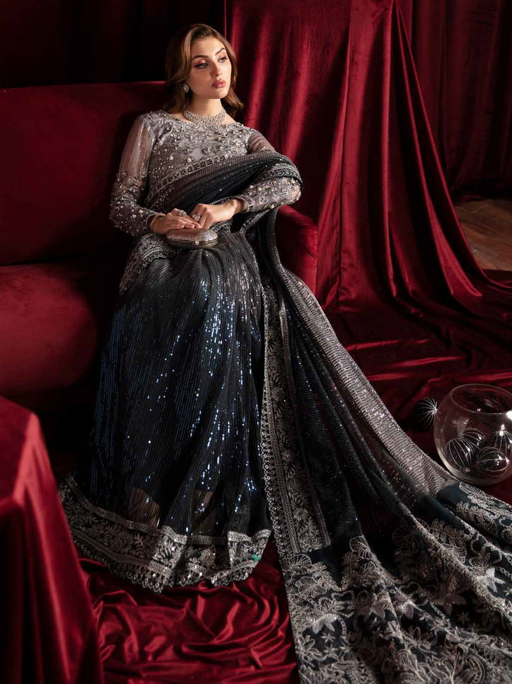 Nureh Elanora Embroidered Net Unstitched 3Pc Suit NEL-40 Starry Nights