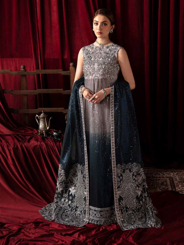 Nureh Elanora Embroidered Net Unstitched 3Pc Suit NEL-40 Starry Nights