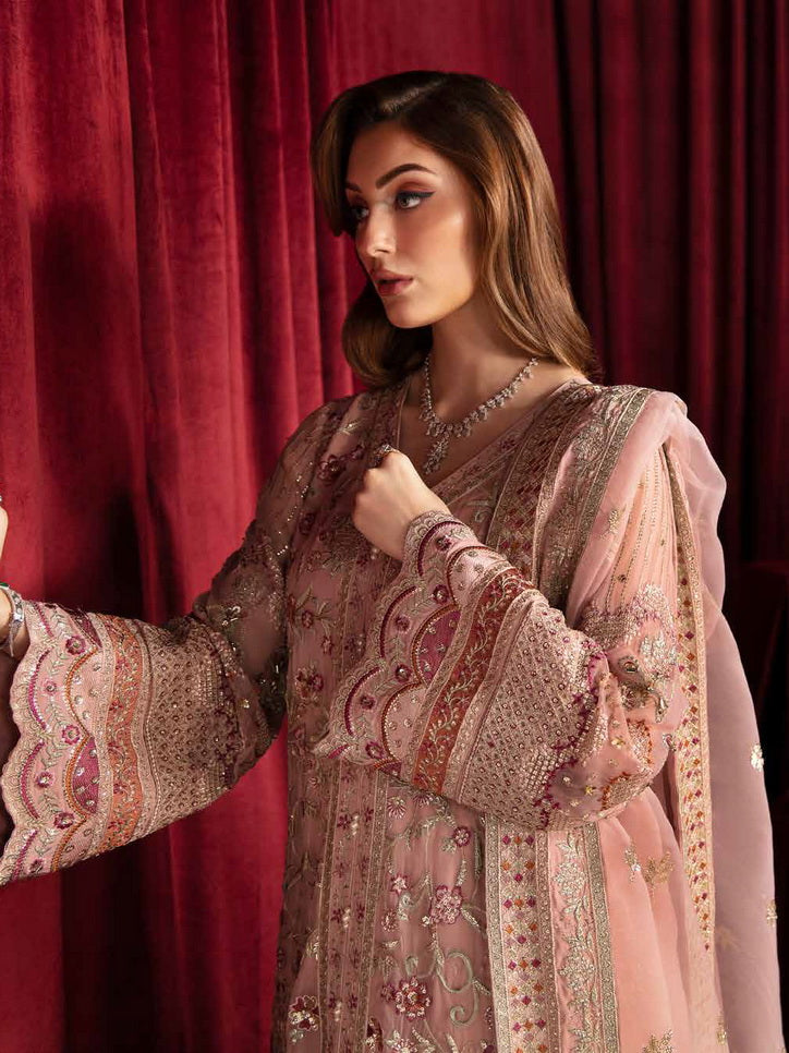 Nureh Elanora Embroidered Chiffon Unstitched 3Pc Suit NEL-41 Water Lilly