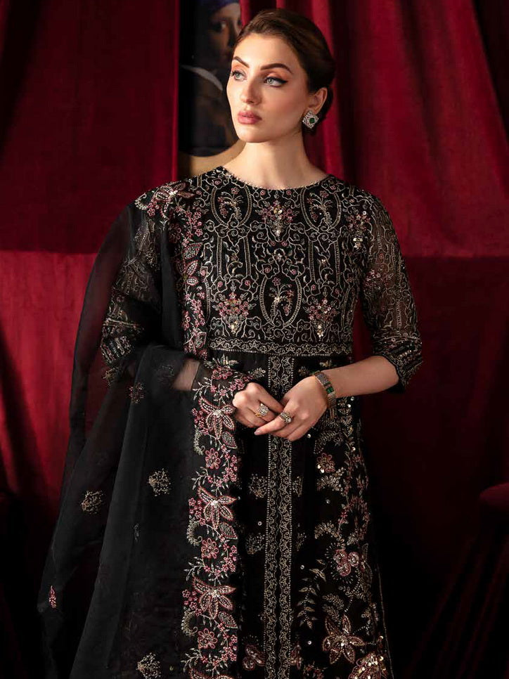 Nureh Elanora Embroidered Organza Unstitched 3Pc Suit NEL-42 Rose