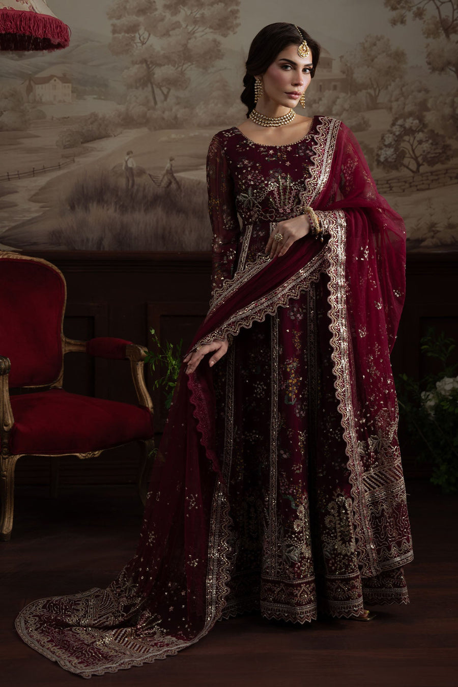 Nureh Elanora Embroidered Luxury Chiffon Unstitched 3Pc Suit NEL-72