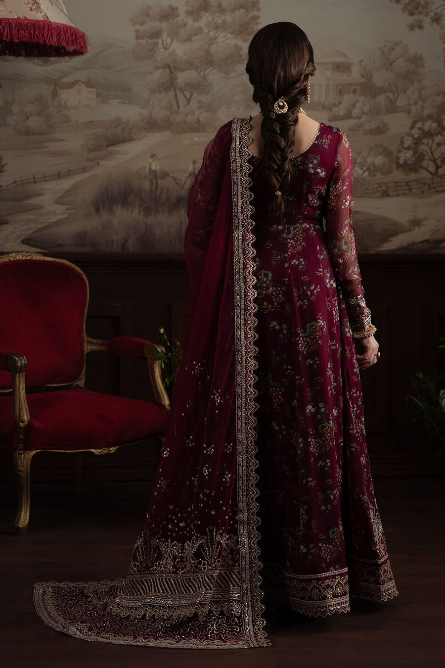Nureh Elanora Embroidered Luxury Chiffon Unstitched 3Pc Suit NEL-72