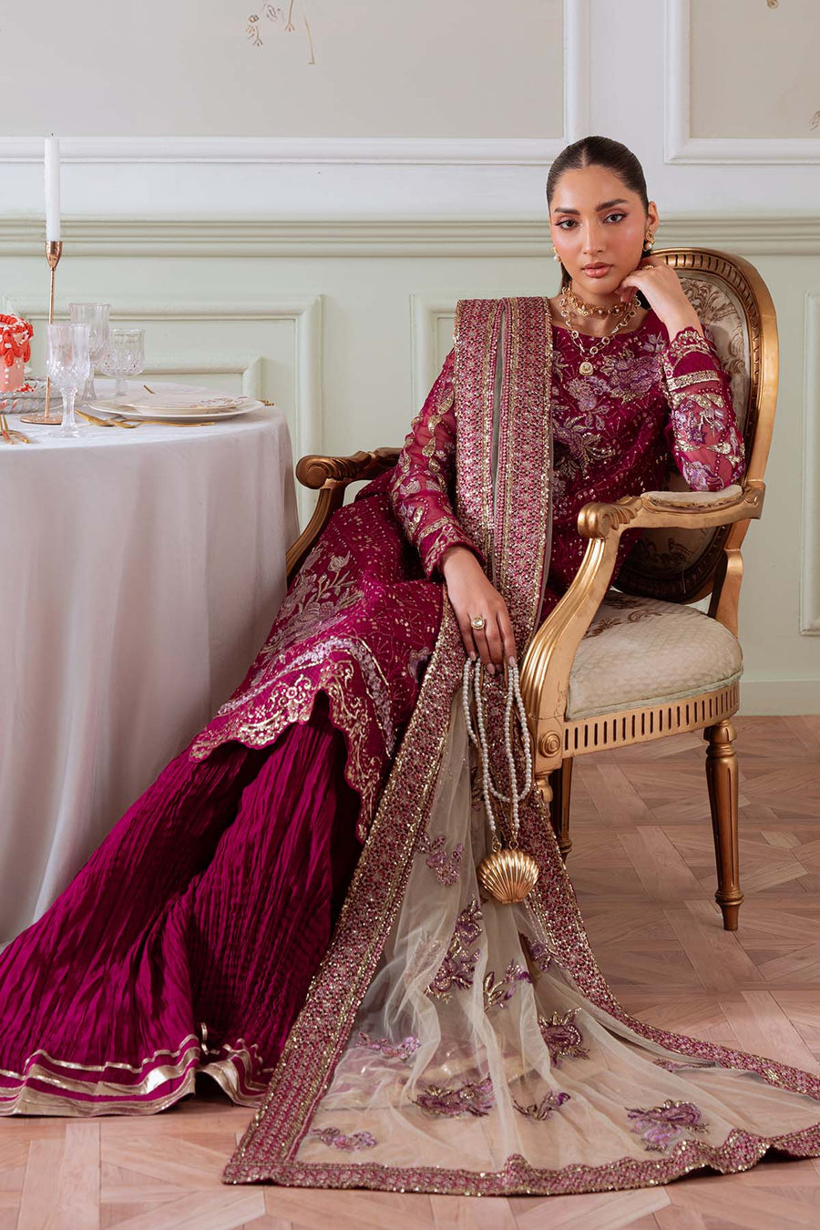 Nureh Elanora Embroidered Luxury Organza Unstitched 3Pc Suit NEL-78