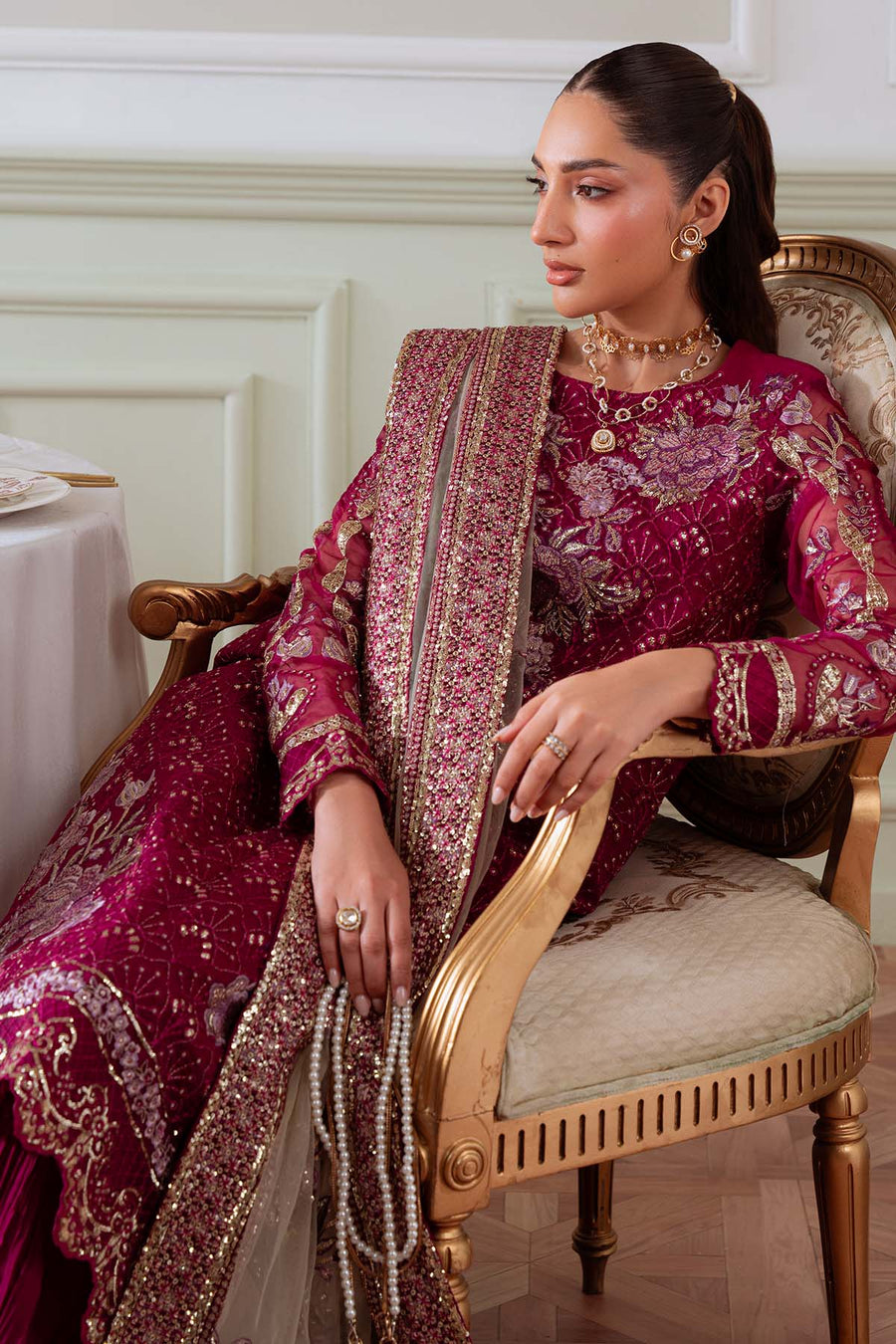 Nureh Elanora Embroidered Luxury Organza Unstitched 3Pc Suit NEL-78