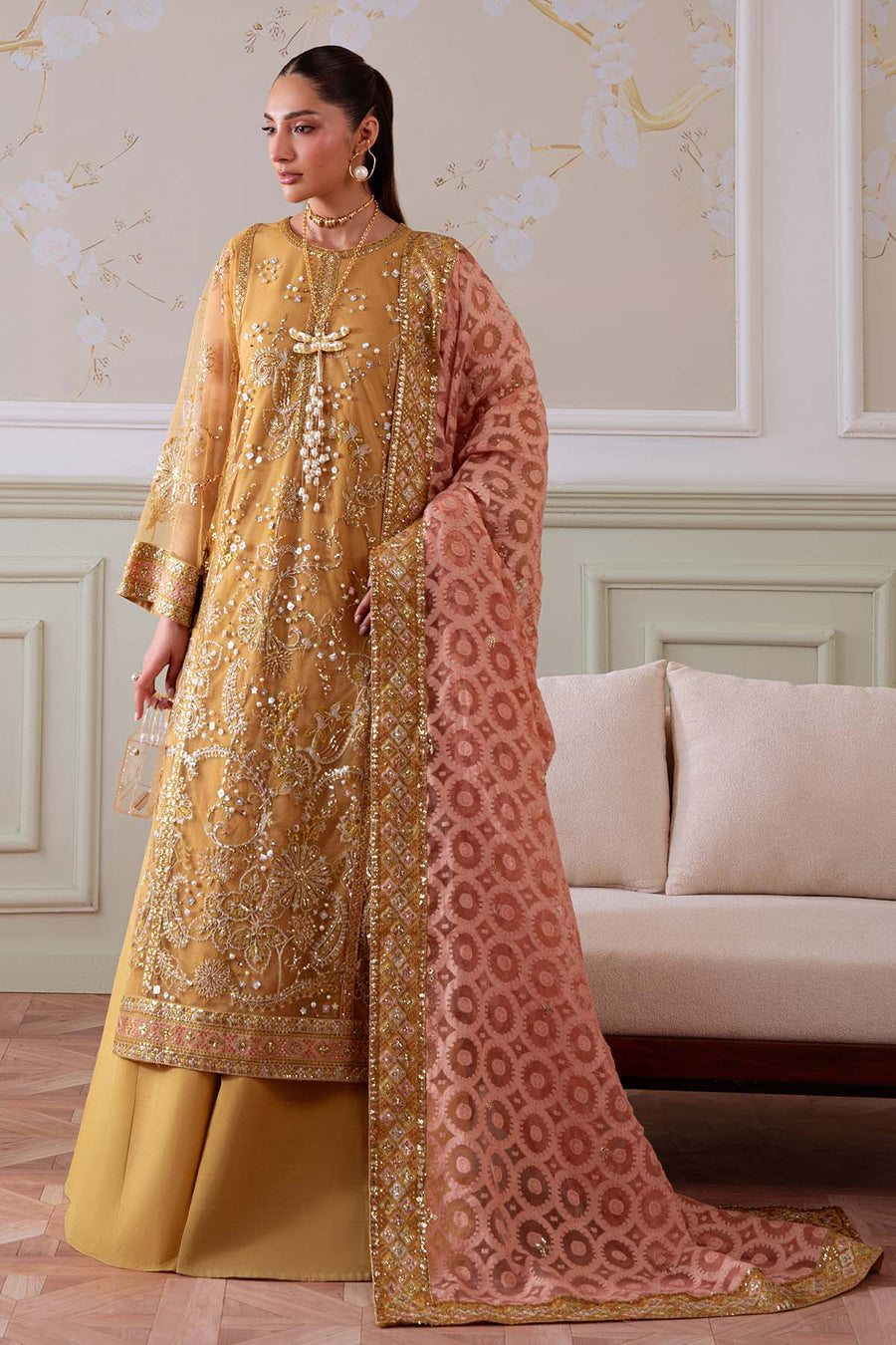 Nureh Elanora Embroidered Luxury Net Unstitched 3Pc Suit NEL-81